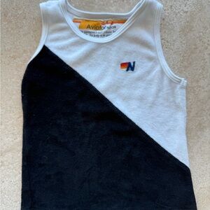 Aviator Nation Kids Diagonal Black and White Tank Top